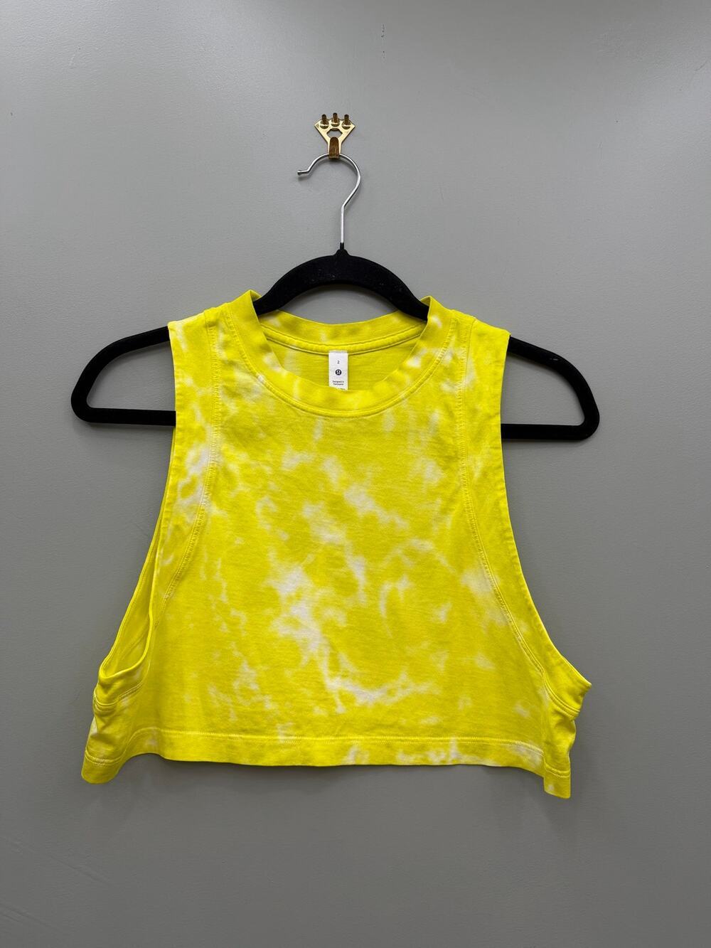 Lululemon All Yours Crop Tank Marble Dye Highlight Yellow Size 2